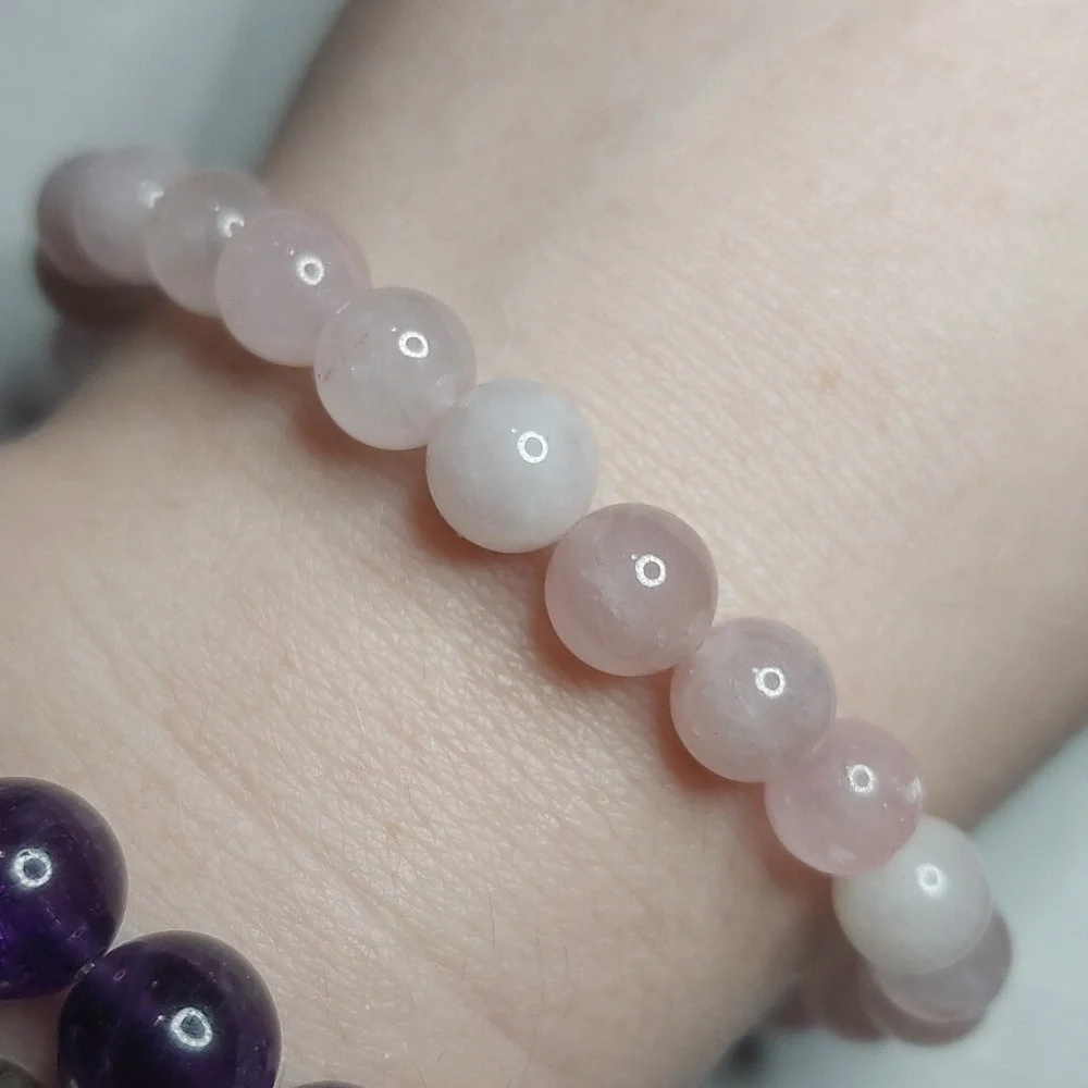 Rose Quartz stone Heart Pendant and Rose Quartz stone 8mm bead bundle #1 - Picture 5 of 7